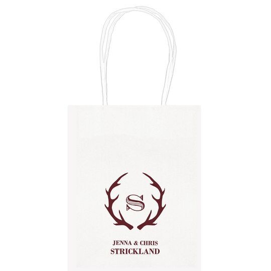 Large Initial Antlers Mini Twisted Handled Bags